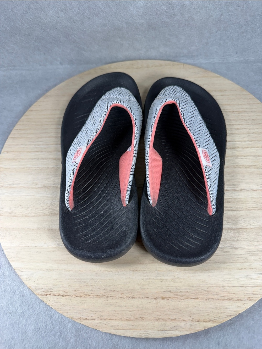 Hey Dude Meg Wave Black Chevron Thong Flip Flop Sandals Womens Size 6 - Picture 4 of 8